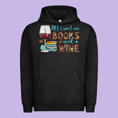All I Need Are Books And Wine Urban Hoodie Designed By Jahusdesignshop