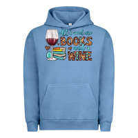 Pigment Pebble Blue all i need are books and wine Urban Hoodie - JahusDesignShop