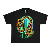 Black Leo Zodiac Sign Sunflower Leopard Serape Urban Heavy Tee - RanaPortraitStore