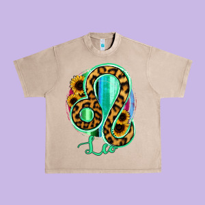 Leo Zodiac Sign Sunflower Leopard Serape Urban Heavy Tee Designed By Ranaportraitstore