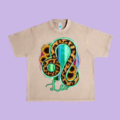 Leo Zodiac Sign Sunflower Leopard Serape Urban Heavy Tee Designed By Ranaportraitstore