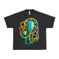 Pigment Black Leo Zodiac Sign Sunflower Leopard Serape Urban Heavy Tee - RanaPortraitStore