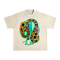 Sandshell Leo Zodiac Sign Sunflower Leopard Serape Urban Heavy Tee - RanaPortraitStore