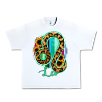 White Leo Zodiac Sign Sunflower Leopard Serape Urban Heavy Tee - RanaPortraitStore