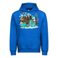 Cobalt winter hearts with snowmans Urban Hoodie - AdoDesignShop