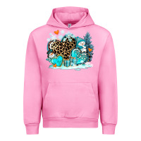 Fuchsia Pink winter hearts with snowmans Urban Hoodie - AdoDesignShop