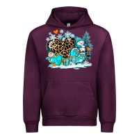 Mauve Wine winter hearts with snowmans Urban Hoodie - AdoDesignShop