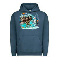 Pigment Midnight Navy winter hearts with snowmans Urban Hoodie - AdoDesignShop