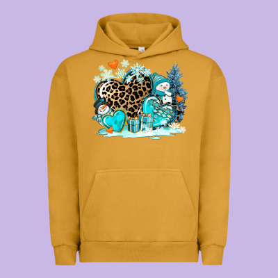 Winter Hearts With Snowmans Urban Hoodie Designed By Adodesignshop