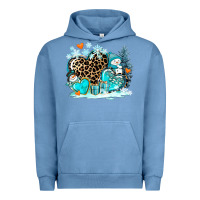 Pigment Pebble Blue winter hearts with snowmans Urban Hoodie - AdoDesignShop