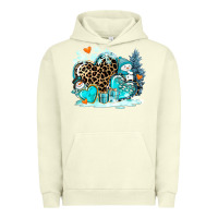 Pigment Pistachio winter hearts with snowmans Urban Hoodie - AdoDesignShop