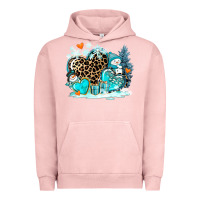 Pigment Salmon winter hearts with snowmans Urban Hoodie - AdoDesignShop