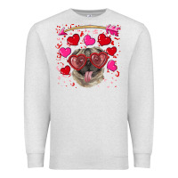 Oatmeal Heather Valentine's day  pug Premium Sweatshirt - RanaPortraitStore