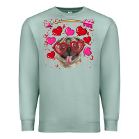 Seafoam Valentine's day  pug Premium Sweatshirt - RanaPortraitStore