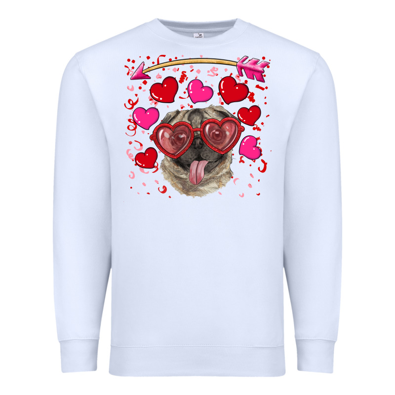 Valentine's Day  Pug Premium Sweatshirt by RanaPortraitStore | Teevron
