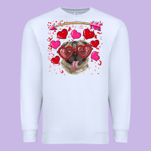 Valentine's Day  Pug Premium Sweatshirt Designed By Ranaportraitstore