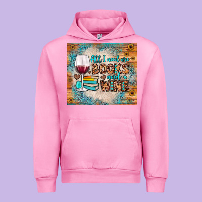 All I Need Are Books And Wine Urban Hoodie Designed By Jahusdesignshop