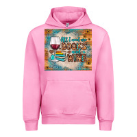 Fuchsia Pink all i need are books and wine Urban Hoodie - JahusDesignShop