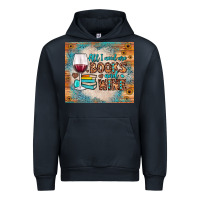 Navy all i need are books and wine Urban Hoodie - JahusDesignShop