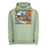Pigment Oil Green all i need are books and wine Urban Hoodie - JahusDesignShop
