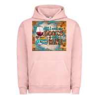Pigment Salmon all i need are books and wine Urban Hoodie - JahusDesignShop