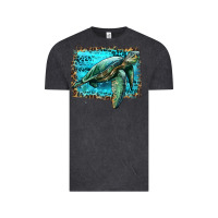 Vintage Black sea turtle with background Vintage Tee - Artiststas