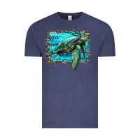 Vintage Denim sea turtle with background Vintage Tee - Artiststas