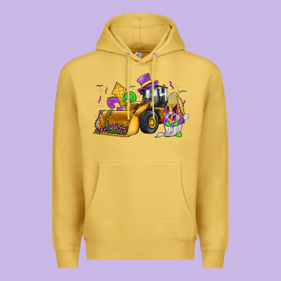 Mardi Gras Gnome Bulldozer Premium Hoodie Designed By Jahusdesignshop
