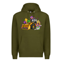 Army Green mardi gras gnome bulldozer Premium Hoodie - JahusDesignShop