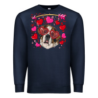 Navy valentine's day  saint bernard dog Premium Sweatshirt - RanaPortraitStore