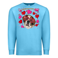 Ocean Blue valentine's day  saint bernard dog Premium Sweatshirt - RanaPortraitStore