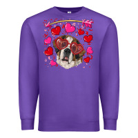 Purple valentine's day  saint bernard dog Premium Sweatshirt - RanaPortraitStore
