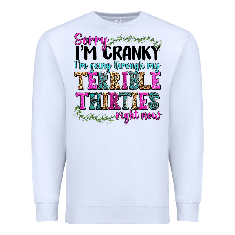 Sorry Im Cranky Im Going Through My Terrible Thirties Right Now Premium Sweatshirt by texasbilliewilder | Teevron