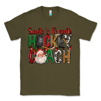 Army Green Santa's Favorite Hockey Coach For Christmas Classic Tee - FaDigitalArtStudio