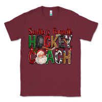 Burgundy Santa's Favorite Hockey Coach For Christmas Classic Tee - FaDigitalArtStudio