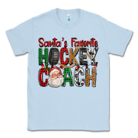 Dusty Blue Santa's Favorite Hockey Coach For Christmas Classic Tee - FaDigitalArtStudio