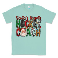 Seafoam Santa's Favorite Hockey Coach For Christmas Classic Tee - FaDigitalArtStudio