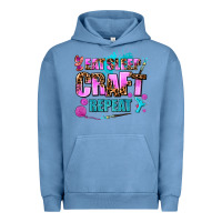 Pigment Pebble Blue eat sleep craft repeat Urban Hoodie - AdoDesignShop