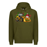 Army Green christmas bulldozer snowman Premium Hoodie - JahusDesignShop