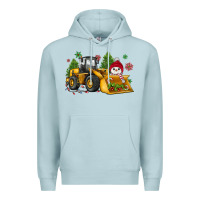 Blue Mist christmas bulldozer snowman Premium Hoodie - JahusDesignShop