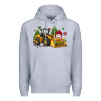 Heather Grey christmas bulldozer snowman Premium Hoodie - JahusDesignShop