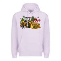 Lilac christmas bulldozer snowman Premium Hoodie - JahusDesignShop