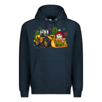 Navy christmas bulldozer snowman Premium Hoodie - JahusDesignShop