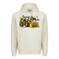 Oatmeal Heather christmas bulldozer snowman Premium Hoodie - JahusDesignShop