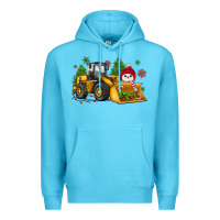 Ocean Blue christmas bulldozer snowman Premium Hoodie - JahusDesignShop
