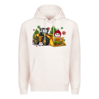 Pale Pink christmas bulldozer snowman Premium Hoodie - JahusDesignShop