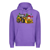 Purple christmas bulldozer snowman Premium Hoodie - JahusDesignShop