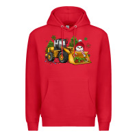 Red christmas bulldozer snowman Premium Hoodie - JahusDesignShop