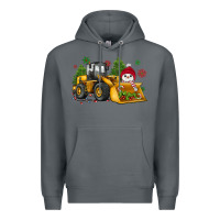 Rock christmas bulldozer snowman Premium Hoodie - JahusDesignShop