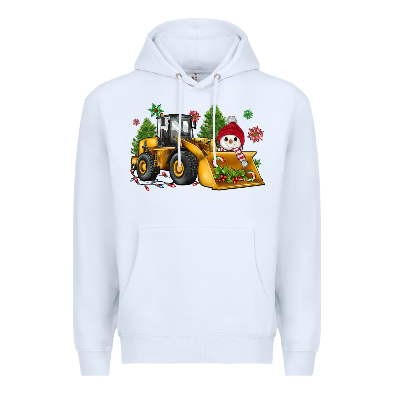 Christmas Bulldozer Snowman Premium Hoodie by JahusDesignShop | Teevron